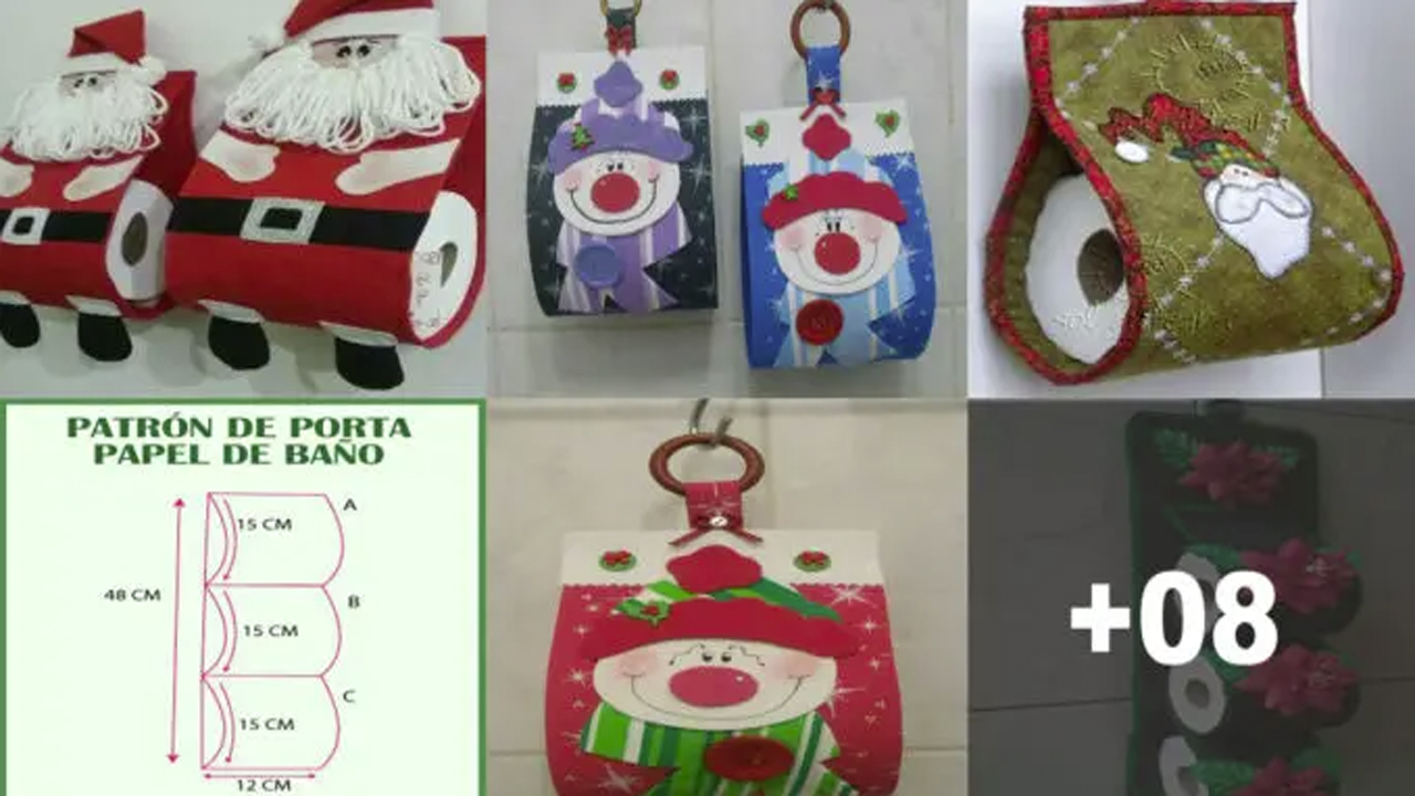 Curso de Cómo Hacer porta papel de baño navideños con patron Curso de Cómo Hacer porta papel de baño navideños con patron
